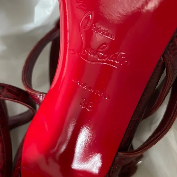 Christian Louboutin jenlove 100mm calf lizzy burgundy bourbon stiletto sz 38 - Picture 10 of 12